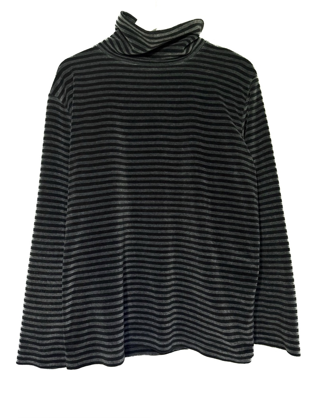 Vintage Black and Grey Stripe Velour Turtleneck